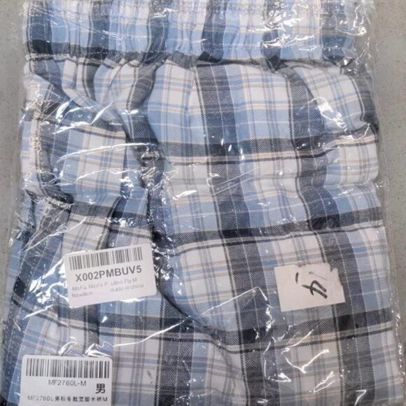 BOGO Mens Size Medium blue Plaid Pajama Bottoms - Picture 2 of 2